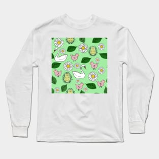 Cute Forest Animals Pattern Seamless Long Sleeve T-Shirt